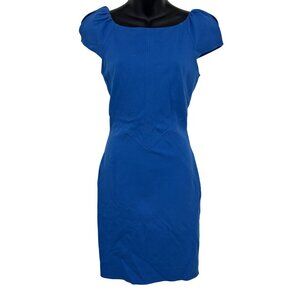Diane Von Furstenberg Helen Cap Sleeve Royal Blue Sheath Dress Size 4 Women New
